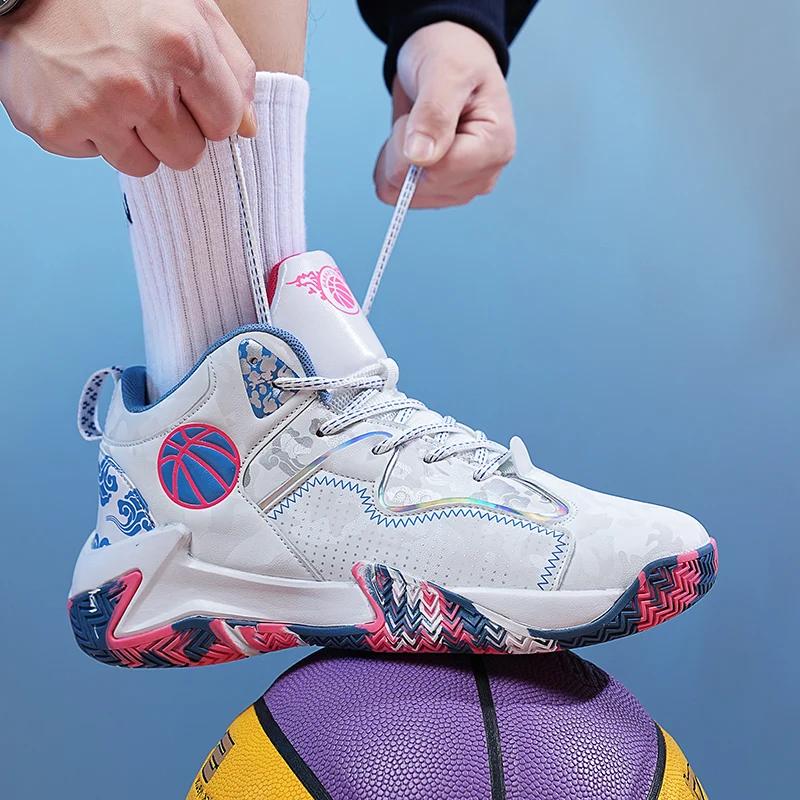 Модные мужские баскетбольные кроссовки, нескользящие, для тренировок на спортивной площадке, для студентов, дышащие, для активного отдыха, оригинальные баскетбольные кроссовки