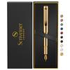 Scriveiner Fountain Pen Luxury Heavyweight Pocket Pen with 24K Gold Schmidt Converter Best EDC Writing Pen Gift Set for Men and Beautiful and Stylish
