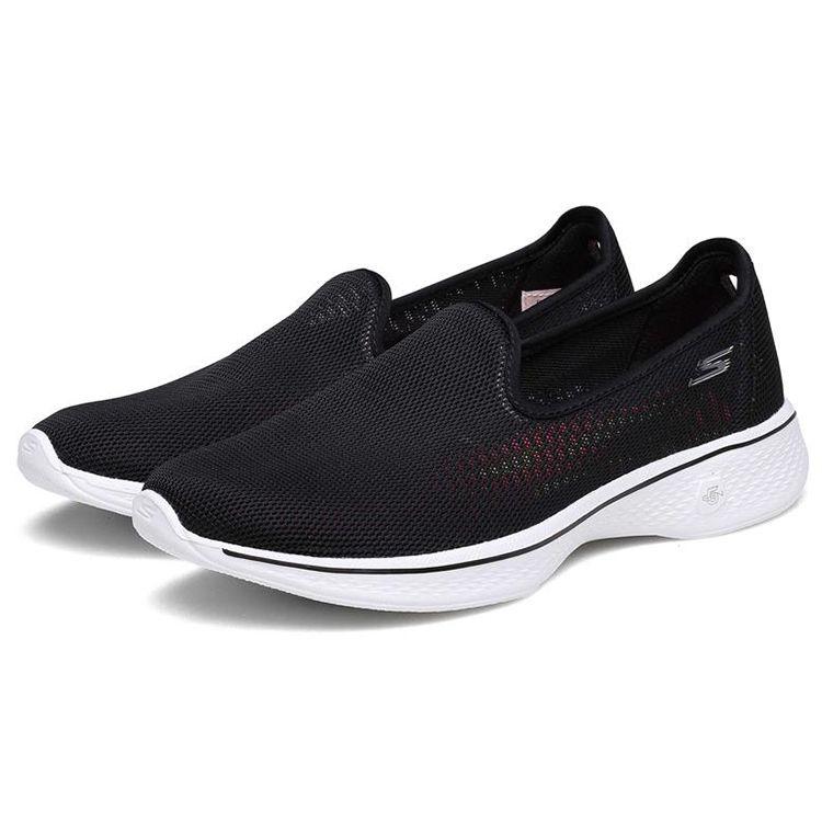 Skechers Go Walk 4 Низкие Спортивные Повседневные Слипоны Женская кроссовка Черный Белый 14906-BKW