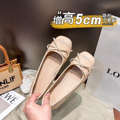 Новые туфли-лодочки на скрытой платформе, женские кожаные балетки с бантом, милые, плоские, на мягкой подошве, повседневные