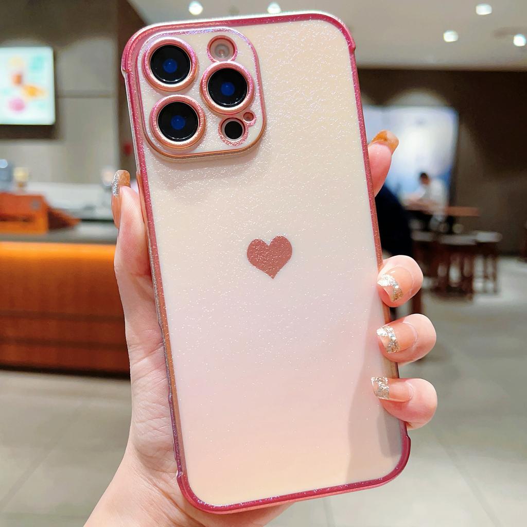 Чехол для iPhone 16 Pro Ослепительный дизайн Электролитическое покрытие Узор в виде сердца ТПУ Чехол для телефона