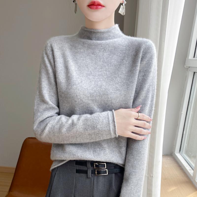 Женский кашемировый свитер Qinghe Cashmere 30% Кашемир 70% Шерсть Осенне-зимний кашемировый пуловер Мягкий и теплый