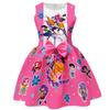 Kids Girls Anime Cartoon KPop Super Star Singer Printed Sleeveless Bow Casual Party Princess Dress Halloween Cosplay Costumes