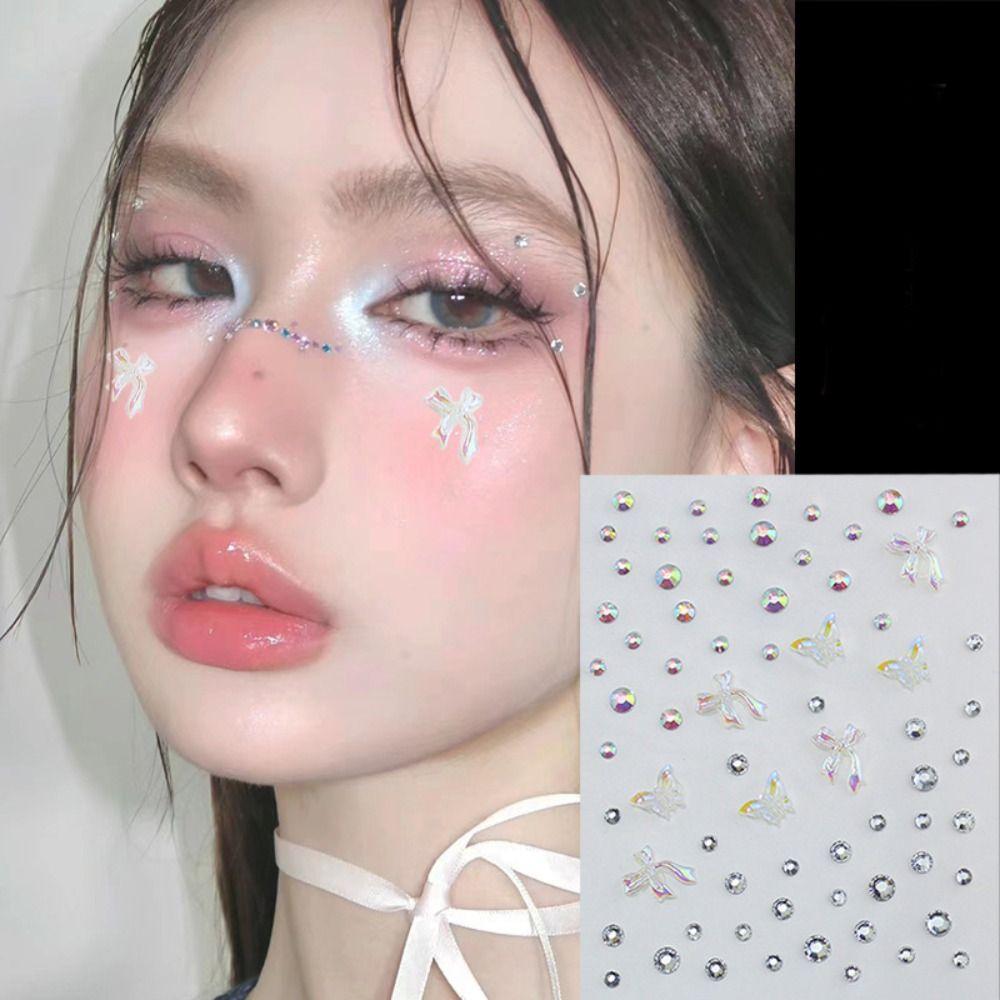 Самоклеящиеся наклейки из смолы наклеиваются на лицо, кристаллические наклейки для волос, макияжа лица