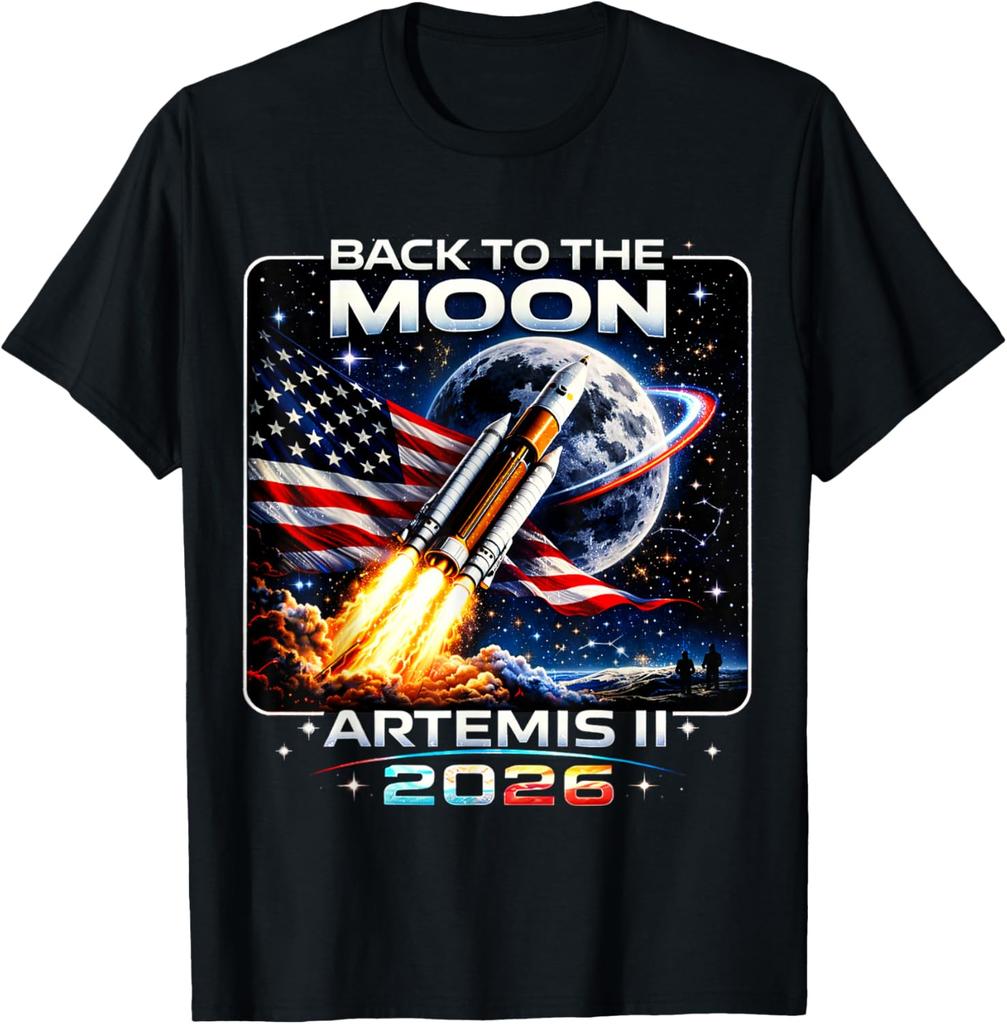 Artemis Запуск на Луну 2026 Унисекс Футболка Унисекс Круглый вырез Чистый хлопок Короткий рукав Топ Мода Y2k Женская уличная одежда