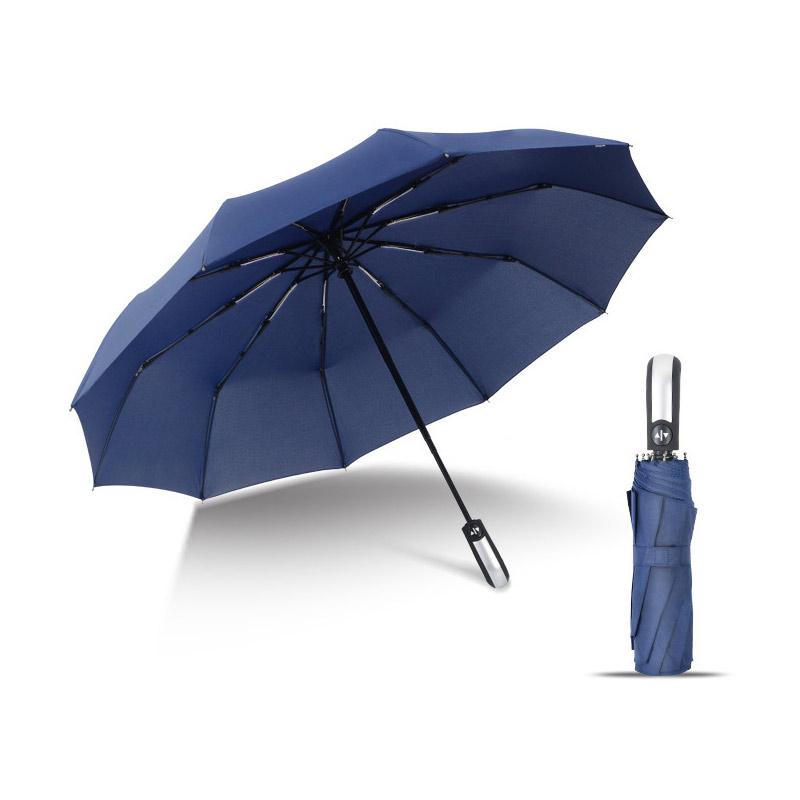 Automatic Umbrella Easy Carry for Men and Women, Windproof Anti-UV 10Ribs, 3 Folding, Wind Resistant, Auto, Luxury, Big