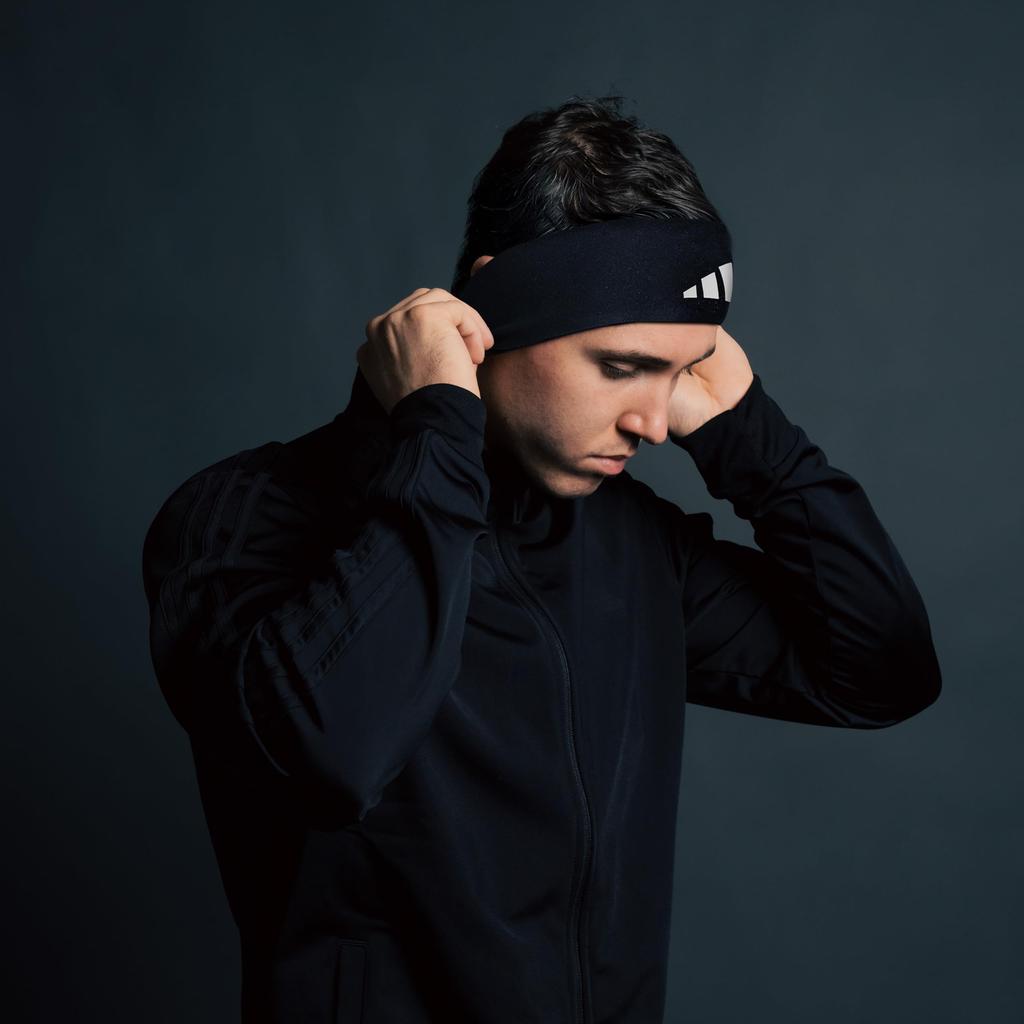 adidas Унисекс, для взрослых, Alphaskin, Широкая посадка, Спортивная, Один размер, Повязка на голову, Черный/Белый,