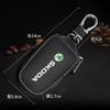LQLT3 Leather Car Key Case Keychain for Skoda Kodiaq Rapid Fabia Enyaq Superb Octavia Karoq Key Cover Protector Bag Accessories
