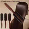 Porcine Bristle Solid Wood Curly Hair Comb Square Handle Hair Styling Roller Comb Flat Rolling Hair Root Fluffy Comb Hairbrush