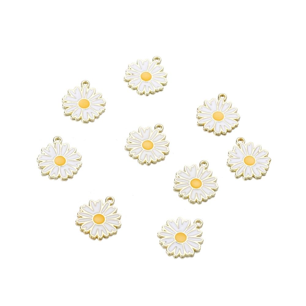 10Pcs/lot Mix Style Colorful Flower Pendants Enamel Metal Necklace Bracelet Charms For DIY Jewelry Making Supplies Accessories