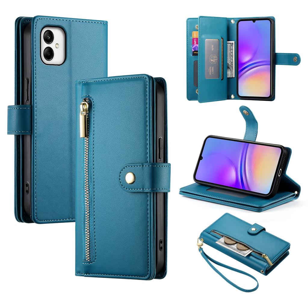 DF-011 For Samsung Galaxy A05 4G Case Zipper Pocket Flip Leather Phone Cover with Shoulder Strap