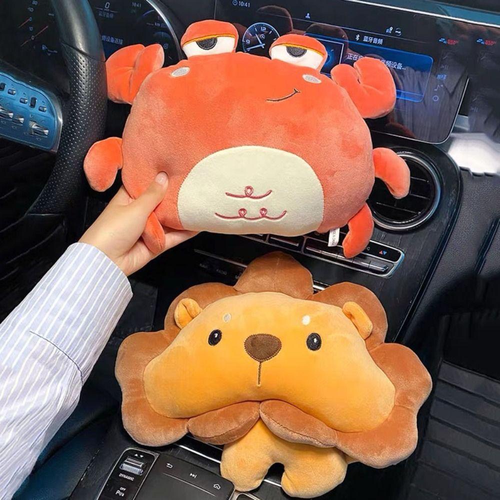 Cartoon Lion Lion Plush Car Neck Pillow Crab Car Waist Cushion Cute Auto Headrest  Car Accessorie