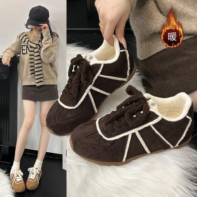 Ретро повседневные пушистые туфли плюшевые немецкие тренировочные туфли женские 2025 осень и зима новые туфли Merad Forrest термохлопковые туфли