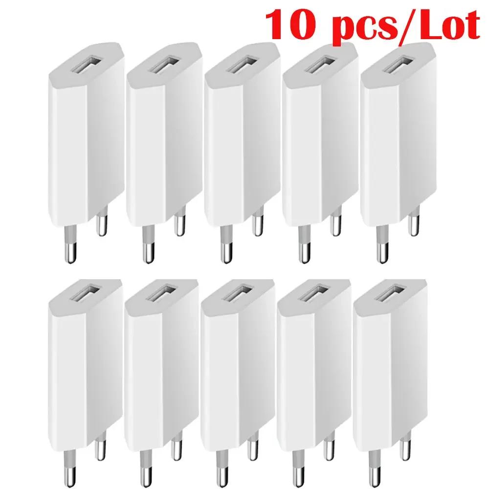 10pcs/lot EU Plug 5V 1A USB Wall Charger Portable Power Adapters For Iphone 6 7 8 Plus 11 12 13 14 Samsung Htc