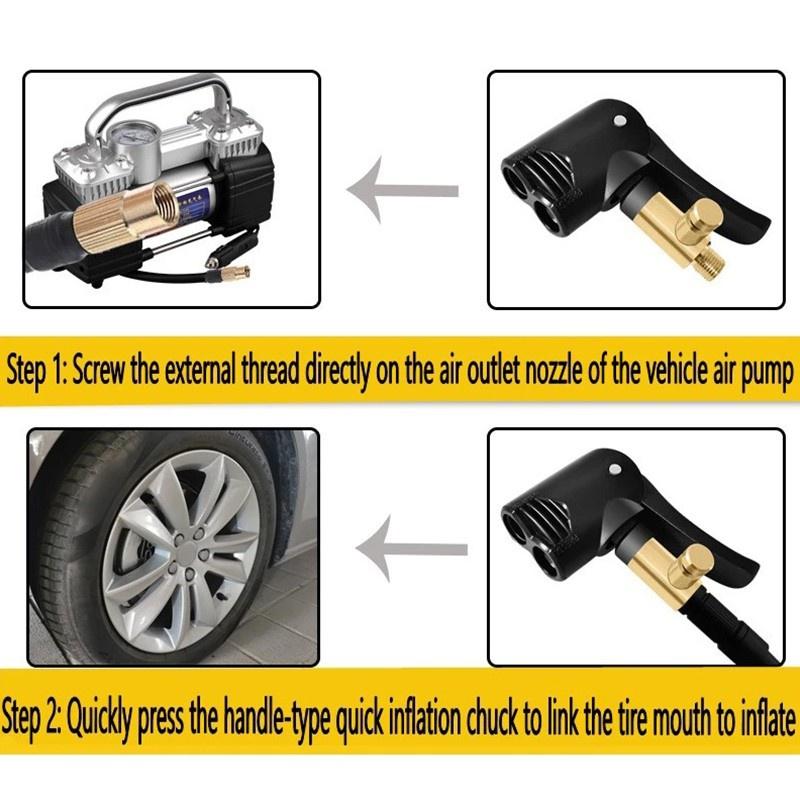 1PC Car Tire Valve Pump Nozzle Clamp Deflated Car Motorcycle Bike Air Chuck Inflator Inflatable Pump Adapter Thread Connector YSXX
