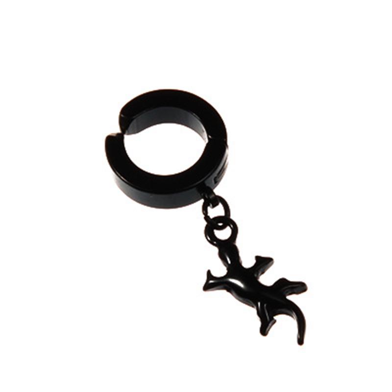 Серьги Simplicity, клипса для ушей в виде геккона, 1 шт., панк, без проколотых ушей, серьги-гвоздики для мужчин и женщин, рука призрака, титановая сталь, серебристо-черная железная башня