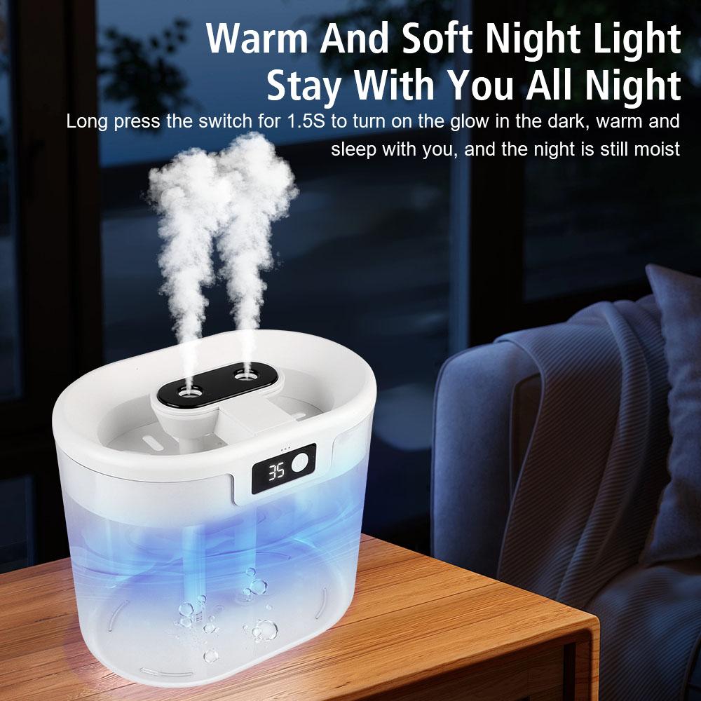 1500ML Digital Humidifier Cordless Intelligent Sensor Humidity Display 2 Nozzles Sprayer Atomiser Car Perfume Diffuser Interior