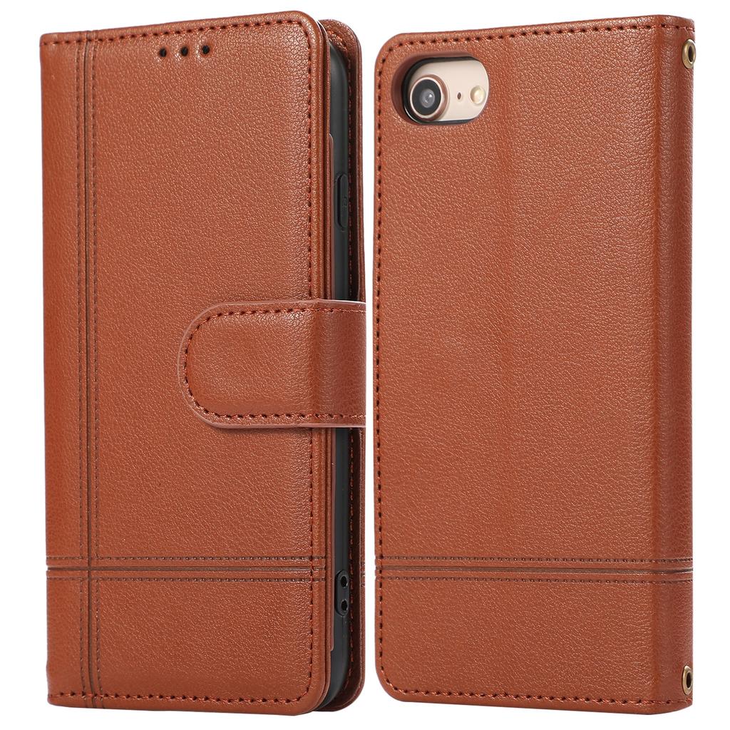 Для iPhone SE (2022)/СЕ (2020)/7/8 4,7 дюйма Чехол для мобильного телефона Кожаный чехол-кошелек из ПУ с 2 ремешками