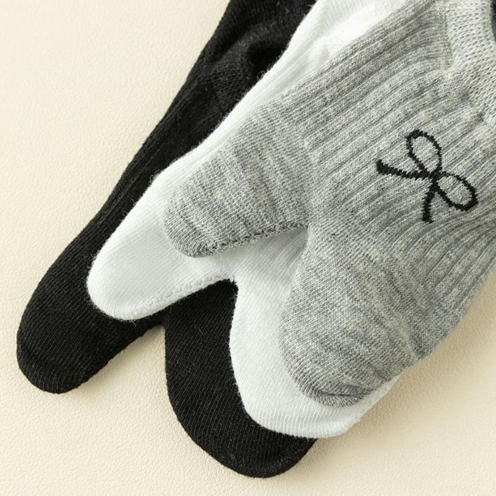 3Pairs Short Tube Sweet Bow Socks Breathable Split Toe Ankle Socks Two Toe Boat Socks Summer