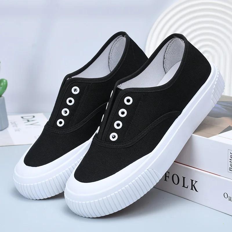 Мода 2024 Лето Новые Парусиновые Туфли Женские Туфли На Плоской Подошве Дышащий Верх Многоцветный Дополнительный Женский Обувь 35-40