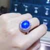 Luxury High-end Blue Starlight Pigeon Egg Shaped Blue Pointed Crystal Open Ring Suitable For Women's Daily Party Fashion Jewelry