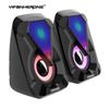 USB Wired Computer Speakers Bass Stereo Subwoofer Colorful LED Light for Laptop Smartphones MP3 Player