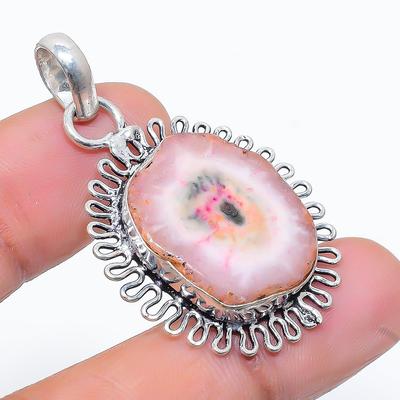 Подвеска из натурального солнечного кварца ручной работы из стерлингового серебра 925 пробы 1,65 дюйма g0e82