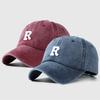 R Letter Embroidery Baseball Cap Vintage Washed Cotton Men Women Snapback Hat Adjustable Unisex Duck Tongue Caps