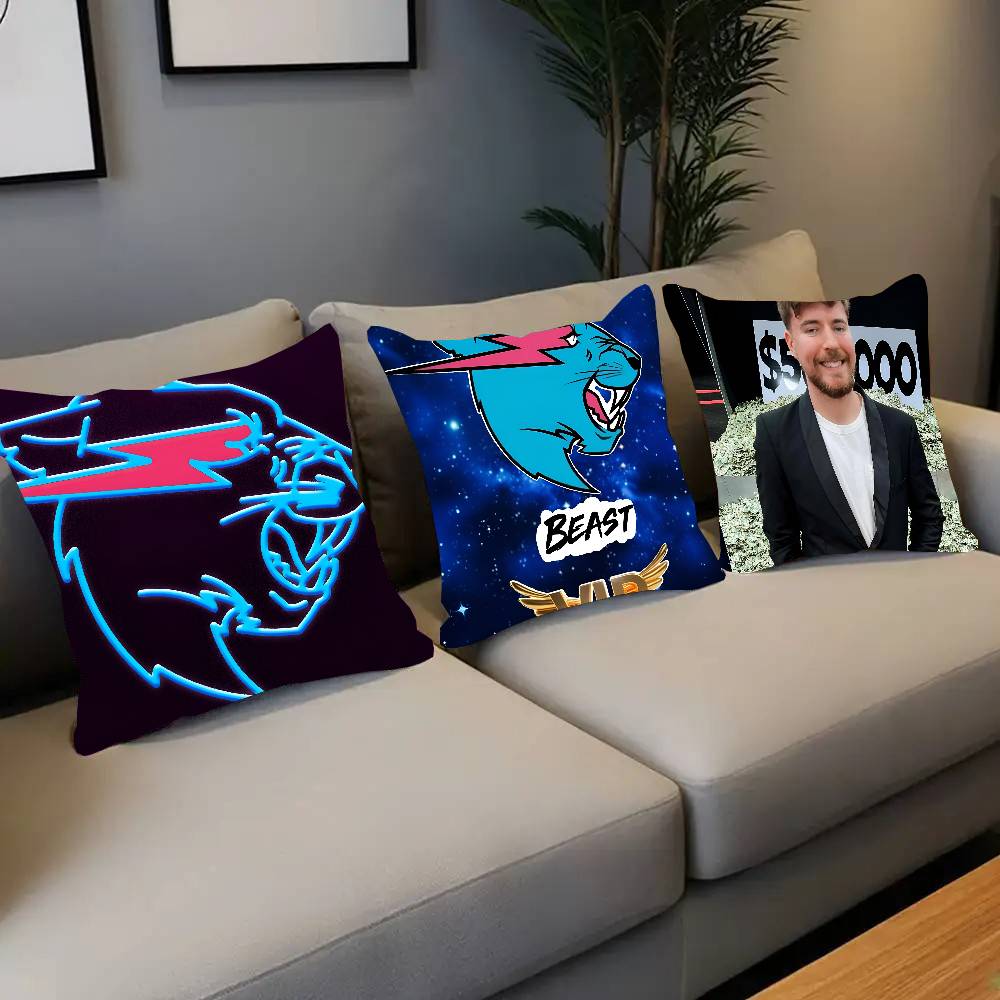Игровой Блогер M-MrBeast Винтажная Наволочка Квадратная Подушка Спальня Диван Отдых Комфорт Подушка Автомобиль Домашний Декор