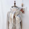 Fashion Plaid Scarf Imitation Cashmere Thickened Warm and Cold Protection Neck Fringed Scarf Dual-purpose Shawl