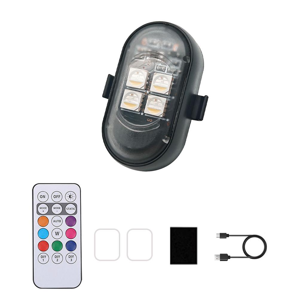 Беспроводные светодиодные стробоскопы для автомобиля, мотоцикла, 8 цветов, перезаряжаемый предупреждающий свет, декор, атмосфера, противоударные, 4 светодиода