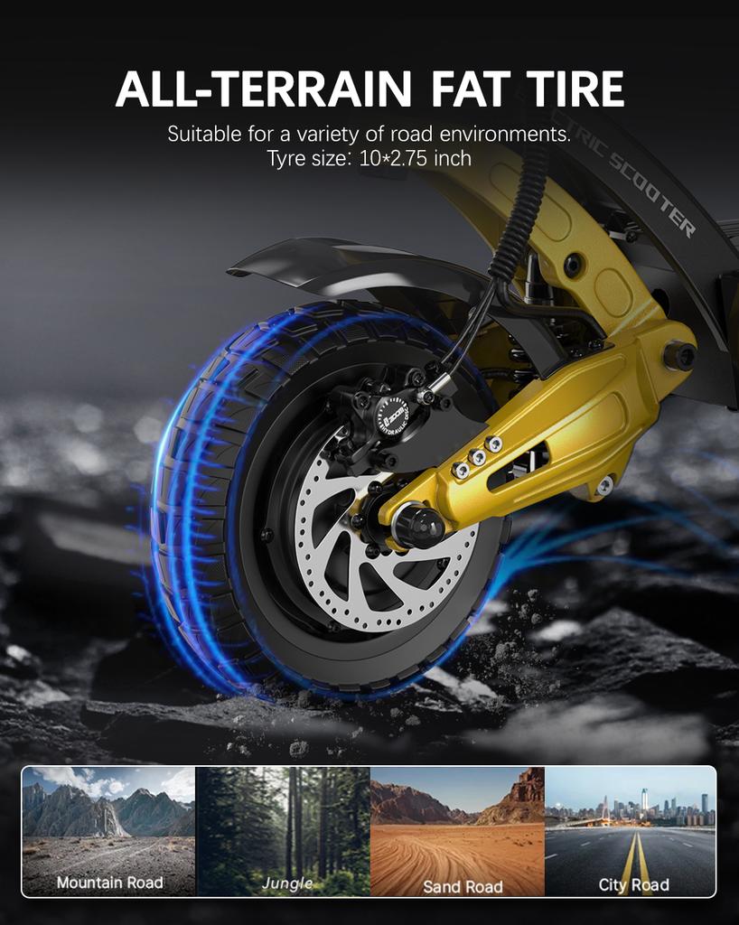 OOTD S30 Electric Scooter 2400W Dual Motor 52V23.4AH Support APP NFC Unlock Hydraulic brake 10 inch Tire Commuter Fold E-Scooter