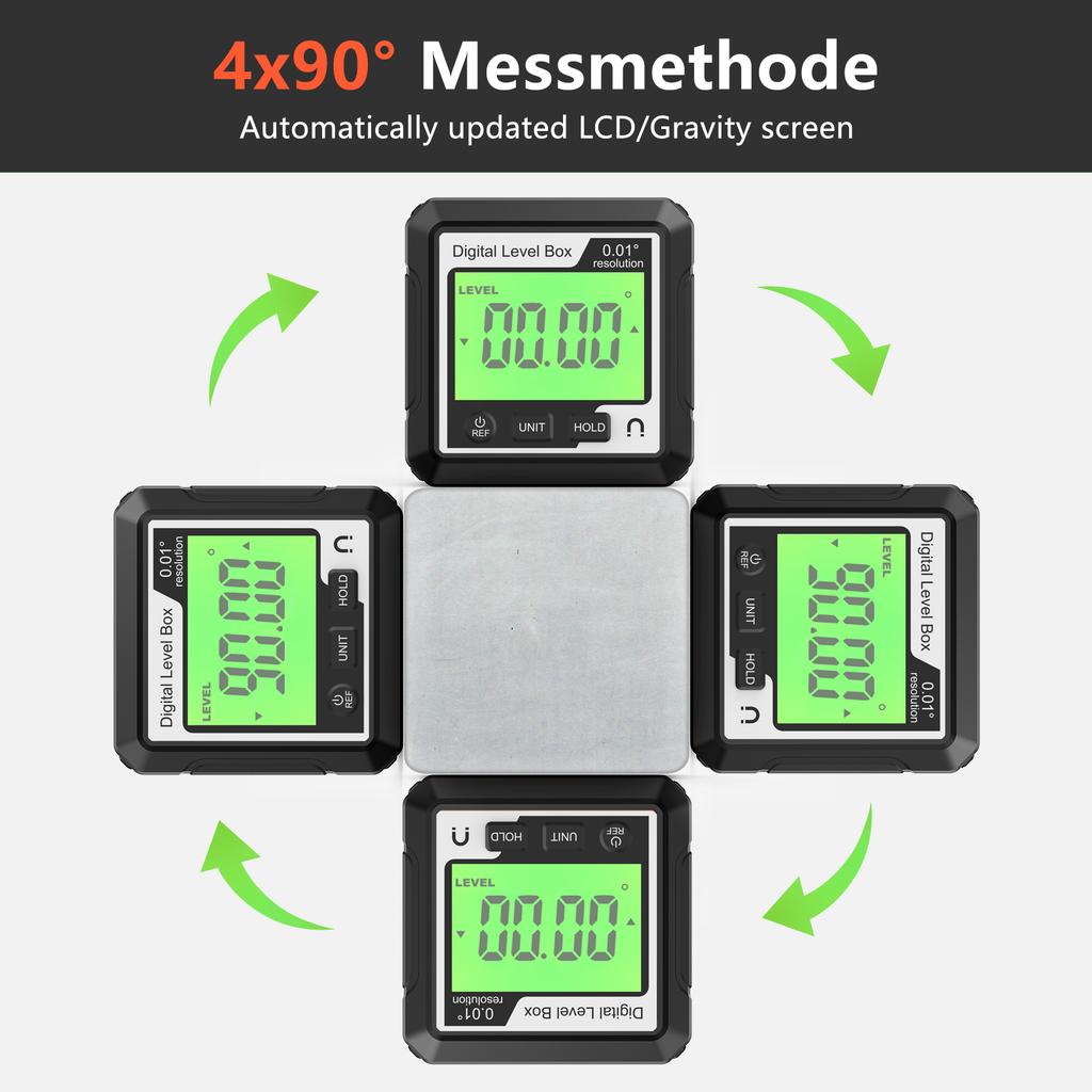 Digital Angle Finder Gauge with Magnetic Base and Backlit LCD Display Angle Ruler 4 of 90 Degree Digital Level Box for