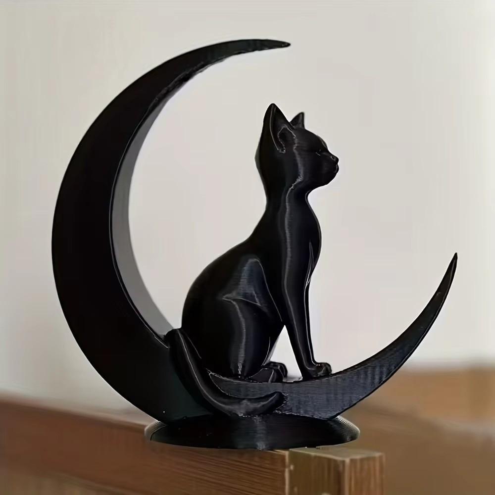 3D Printed Cat Sculpture Minimalist Style Desktop Decoration Dark Style Cat Statue Party