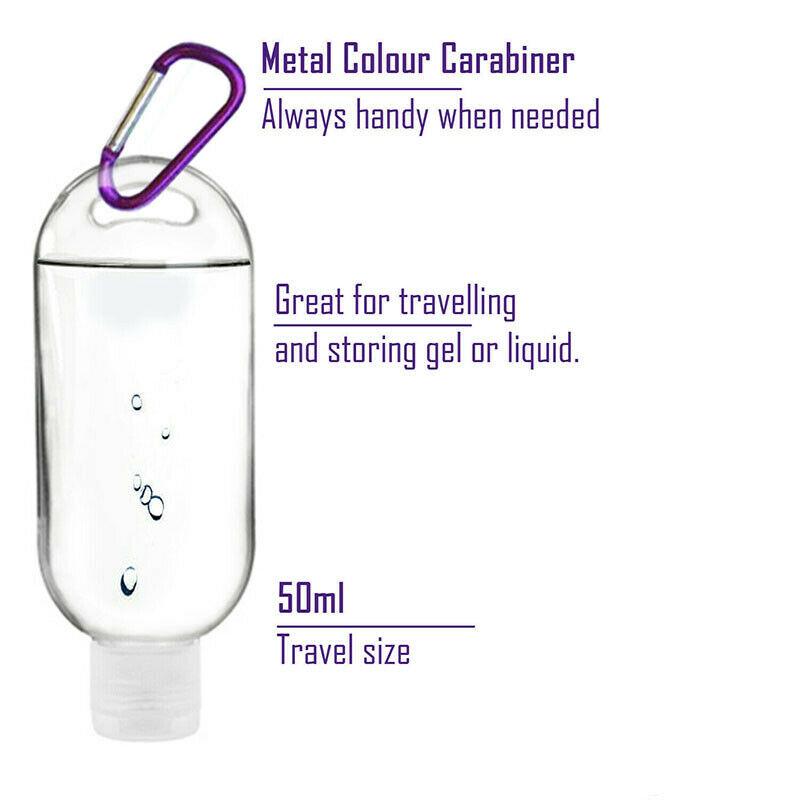 1-100PCS 30/50ml Empty Plastic Refillable Liquid Gel Bottles Travel Sanitizer Bottle With Key Ring