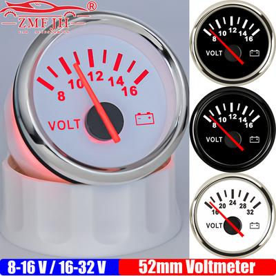 ZMFJH Вольтметр Pointer 2" 52MM для Универсального Автомобиля, Лодки, Яхты 8-16В, 16-32В Вольтаж ВОЛЬТЫ Измерительный Прибор Индикатор с Красной Подсветкой