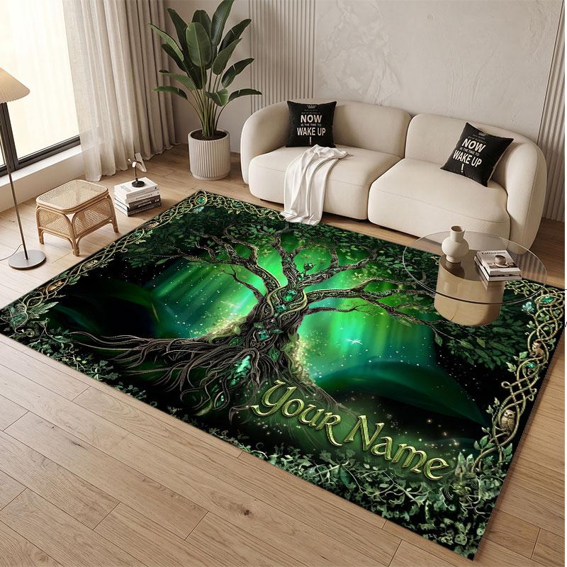 Sunset Landscape Theme Soft Crystal Velvet Rug Custom Name & Text Print Non Slip Floor Rug for Bedroom Living Room