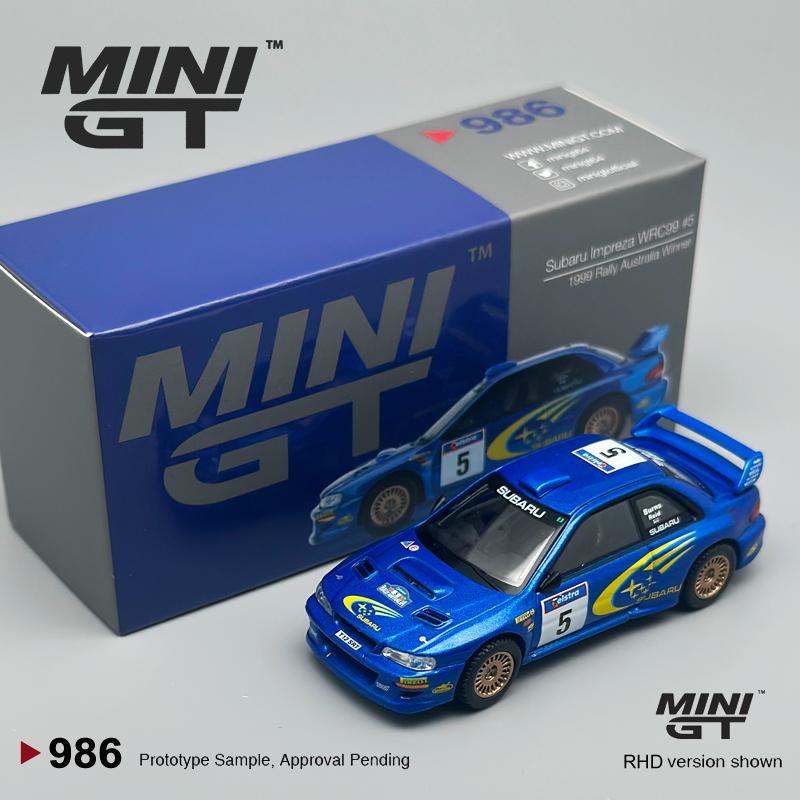 MINIGT 986 Subaru Impreza WRC99 1999 Победитель Ралли Австралии #5 Эксклюзив для Австралии Металлический Синий 1:Модель автомобиля из 64 сплавов
