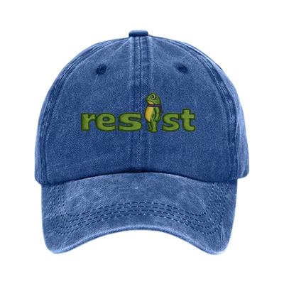 Кепка-бейсболка RESIST с принтом лягушки для мужчин Всесезонная стираная хлопковая джинсовая кепка Мужская бейсболка Модный аксессуар для мужчин Женщин