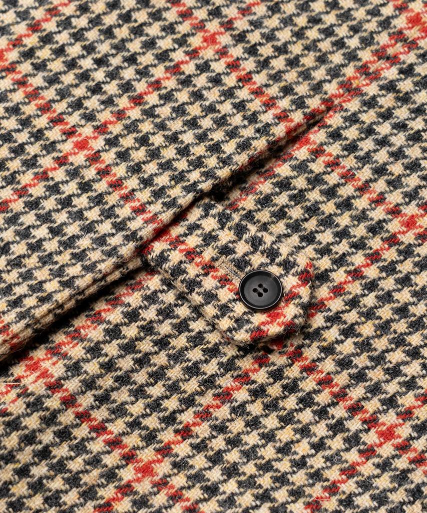 Edinburgh Club Harris Tweed Houndstooth Balmacaan Coat (Beige)