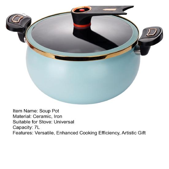 Антипригарная кастрюля с керамическим покрытием и крышкой 7 л Быстрая готовка Мультиварка Микро-скороварка Универсальная посуда для плиты