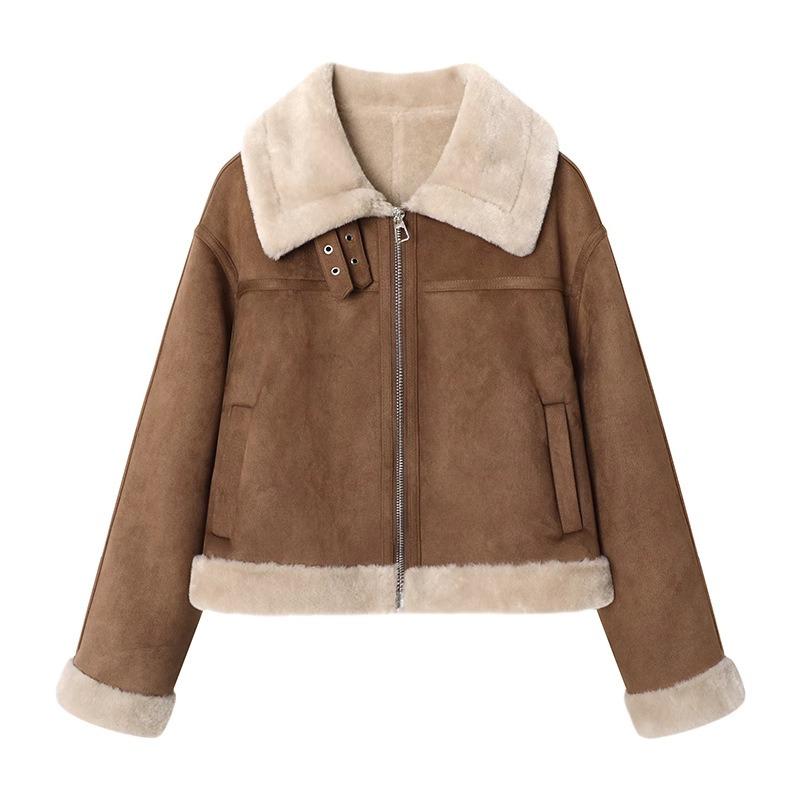 Мех интегрированный биомиметический мех зимний новый замшевый короткий пиджак женский 403