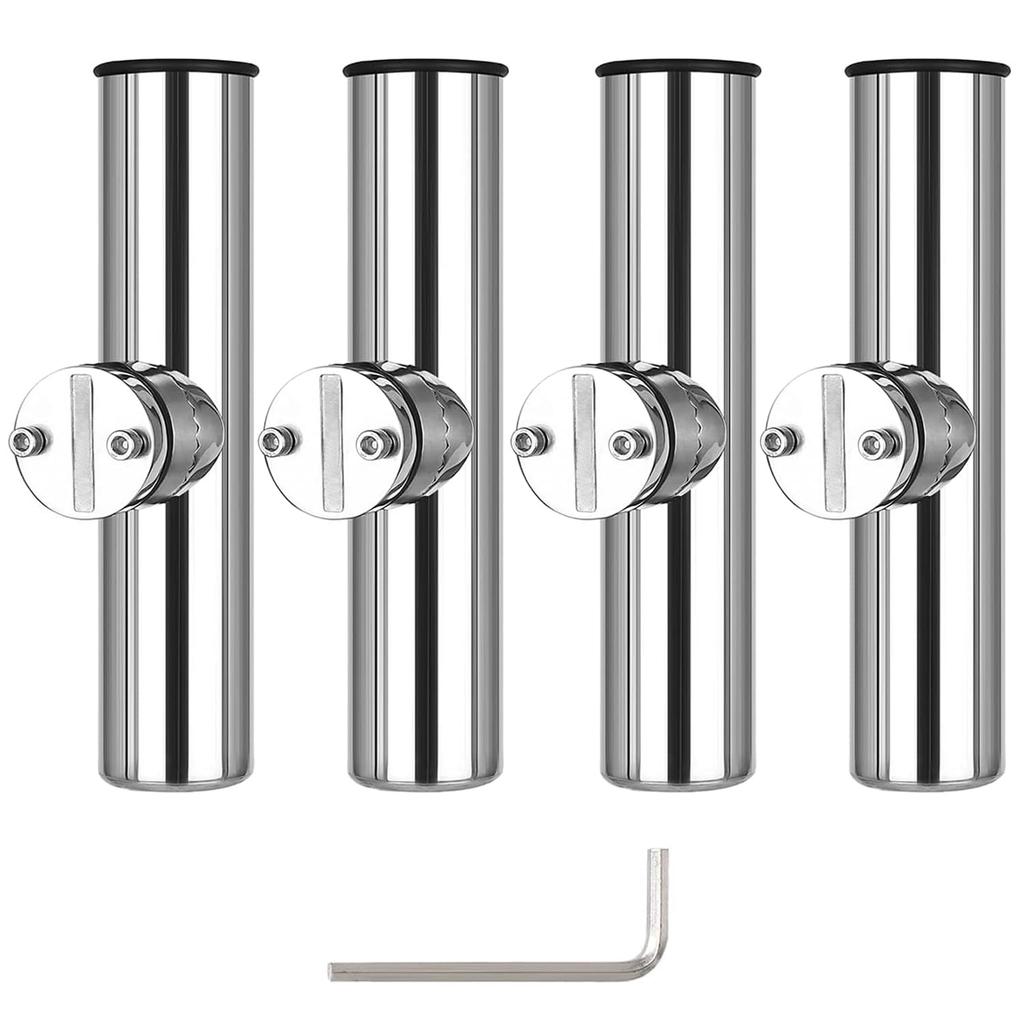 Amarine-made Stainless Steel Boat Rod Holder, Clamp-On Rod Holder, Set of 4, Adjustable Angle, Includes Hex Wrench (22-25mm / 7/8-1 Inch, 4 Pieces)
