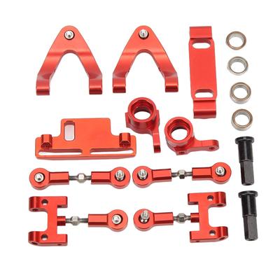 Комплект металлических верхних и нижних рычагов подвески и поворотных кулаков Garsent для WPL D12 RC, Запасной комплект из алюминиевого сплава высокой прочности RC, Верхние и нижние рычаги подвески, Комплект поворотных кулаков, Автомобиль,