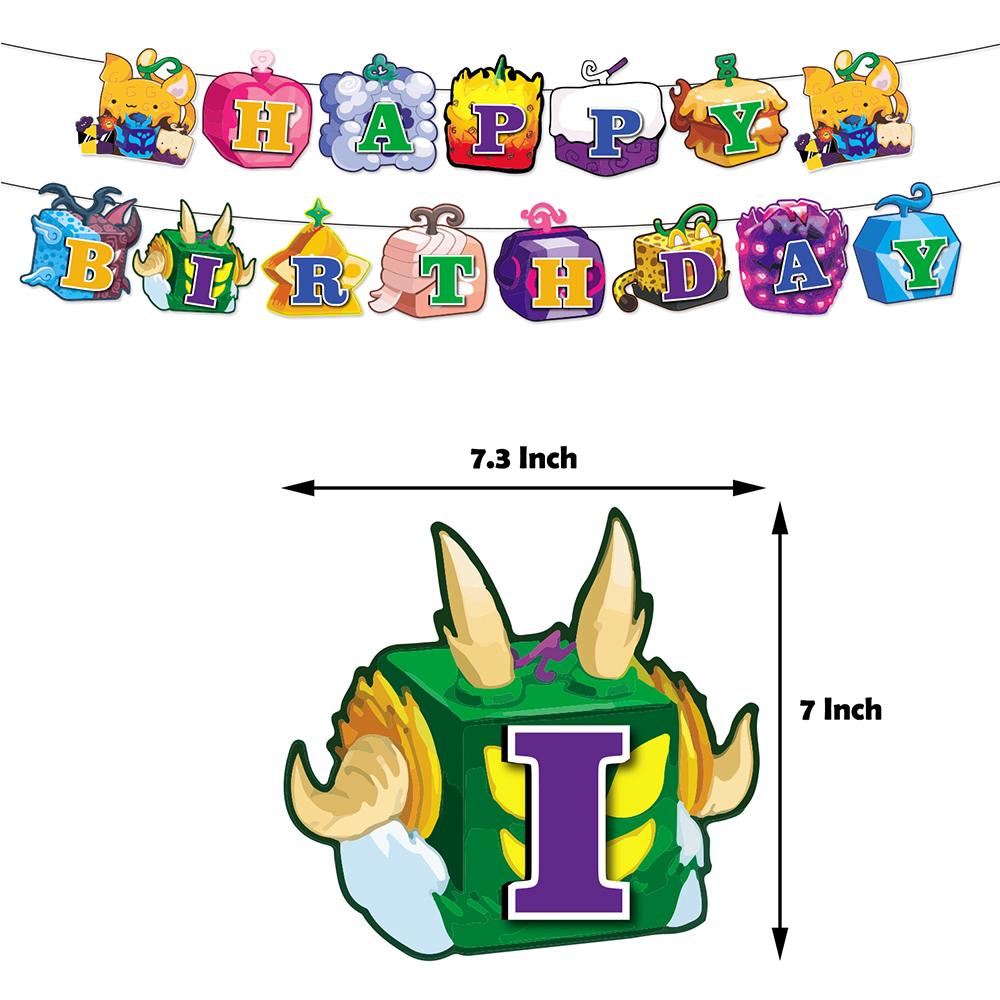 New Blox Fruits Birthday Party Decoration Including Banner Cupcake Toppers Balloons