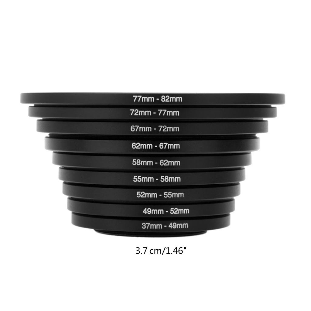 18pcs Camera Lens Filter Step Up & Down Ring Adapter Metal Filter Adapter Ring For All Camera DSLR 37-82 82-37mm Mount