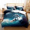 Space Surfing King Queen Duvet Cover Astronaut Movement Bedding Set Sport Theme Quilt Cover Universe Polyester Comforter Cover