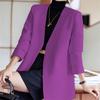 Изящный и стильный пиджак фиолетового цвета для женщин в повседневном стиле на весну и осень