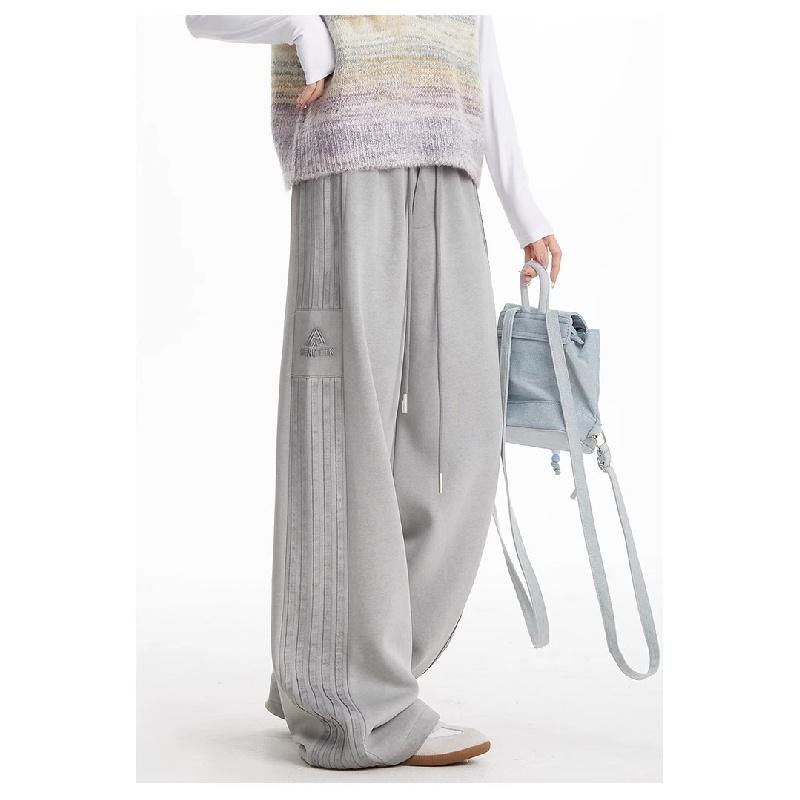 New street dance striped sports pants for women 2026, jazz dance long pants, wide-leg straight pants