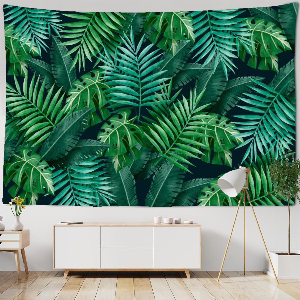 Пальмовый лист Зеленая ботаника Гобелен Листья подорожника Растения тропических лесов Юго-Восточной Азии Настенный гобелен Настенная ткань